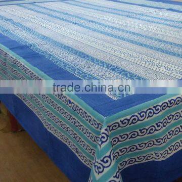 Borderline Blue Cotton Hand Block Printed dinning tablecloth