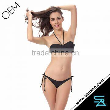 SAUANN 2016 Halter Triangle Padded Top Bikini Set Swimwear Swimsuit