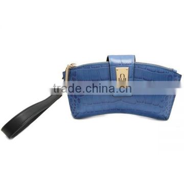 CW930-002 Blue Half moon shape new arrival genuine leather wallet Fashion women clutch