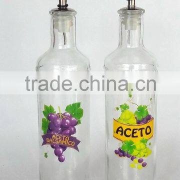 TW671K6 glass oil vinegar bottle printed with decal