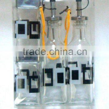 TW417K22 glass cruet jar set for o.v.s.p with pvc box
