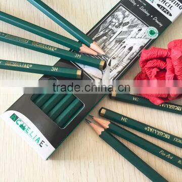 7" hexagonal shape drawing 3H pencil with dipped end, EN71
