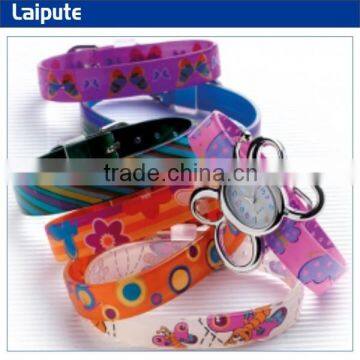 2014 Plastic Butterfly Interchangeable Strap Watch Lady Gift Set Watch for Promotion