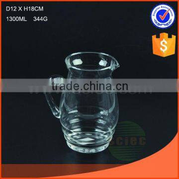whole sale 1300ml clear glass pitcher water jug with side handle