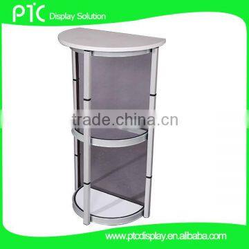 2 layer half round exhibition tower display counter