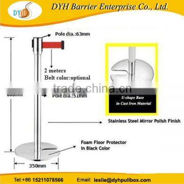 Stainless steel Quality U shaped stackable retractable belt stanchions