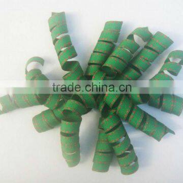 HOT SALE ! Green Grosgrain Curly Bow, Fabric Ribbon Curly Bow, Woven Ribbon Bow