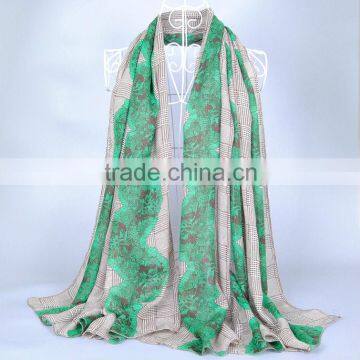 Women Plaid Lace Scarfs Bohemia New Fashion Cotton Scarf Pashmina shawl Voile Scarves 180*90