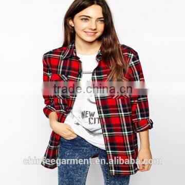 Women Long Sleeves Plaid Flannel Shirts