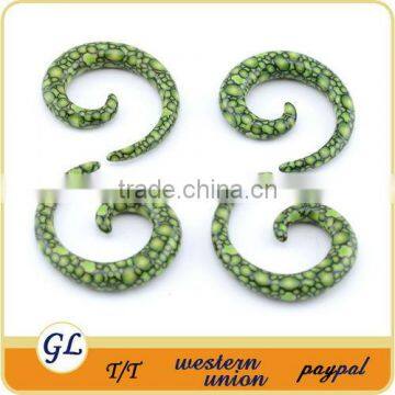 fashion acrylic body piercing ear gauge spirals