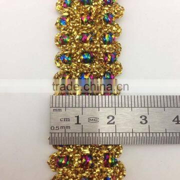 fashion glitter metallic thread multicolor golden lace trims