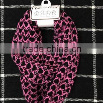 Stock Item wholesale women's muiltfunctional pink crochet knitted loop scarf neck warmer