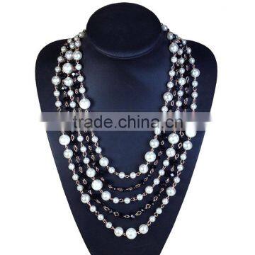 European And American Vintage Crystal Pearl Multilayer Exaggerated Alloy Chain Necklace photo-2