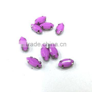 5*10mm navette marquise acrylic rhinestone claw setting bangles nail gems silver sew on DIY garment chain trim craft purple