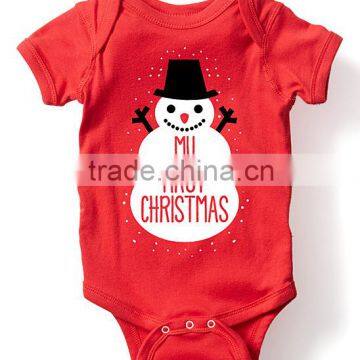 2016 New Arrival Red Cotton Infant Playsuit Christmas Snowman Printed Toddler Rompers Kids Clothing G-NPCS90628-1