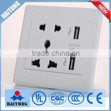 250V electronic wall switch universal wall socket with two USB socket