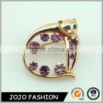 Wholesale Luxury Brooch Pin Crystal Leopard Hand Colorful 18k Gold Jewelry