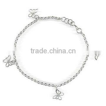 Cheap Silver Plated Rolo Chain Open Butterflies Animal Anklet Ankle Bracelet