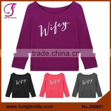 FUNG Item 300601 Women off Shoulder Long Sleeve T Shirt Bachelorette Gift