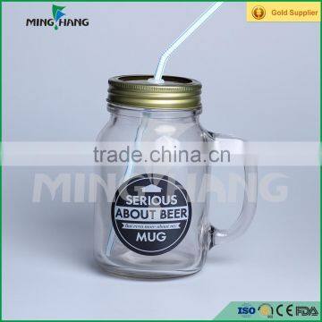 500ml HOT Cheap mason jar glass with handle