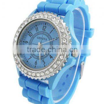 Funky Stylish Rhinestones Chronograph Silicone Watch Display Quartz Wrist Watch Custom photo-6