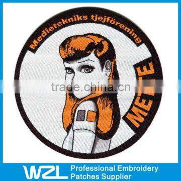 Custom Machine Made Beautiful Girl Pattern Woven Patches for Clothes