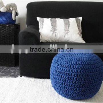 Factory crochet knitted floor cotton poufs crochet round poof ottoman