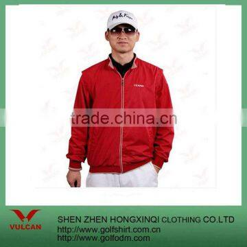 100% cotton red color men's softshell jacket/golf jacket