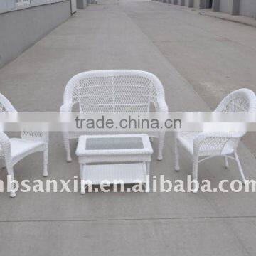 4pcs white rattan garden set