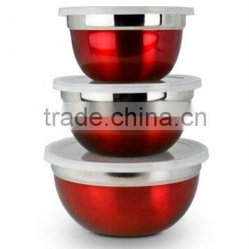 Professional Lid Bowl Red with Stainless Steel.