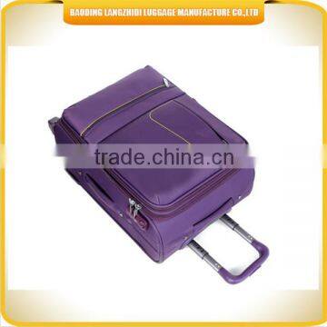 portable polyester trolley luggage suitcase with four wheels aluminum trolley