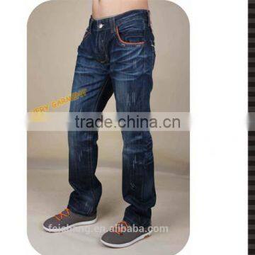 Hot Model Latest Design Wrinkled Straight Jeans Denim Jeans photo-2