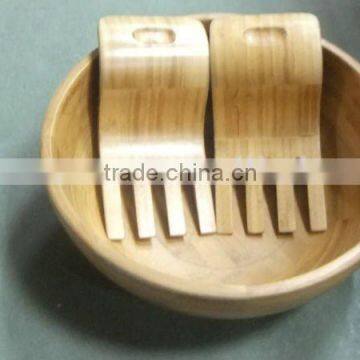 unique oval bamboo salad bowl servers set