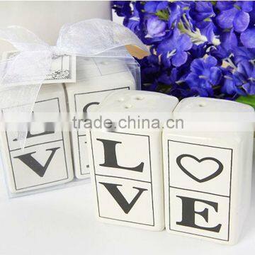 wedding favor ceramic "LOVE" salt & Pepper Shakers