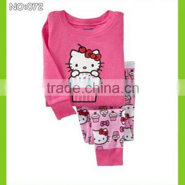 2015 new kid hello kitty styling clothes baby hello kitty pajamas kids cartoon sleepwear children cotton high quality pyjamas