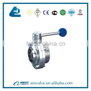 Sanitary single welding single thread butterfly valve