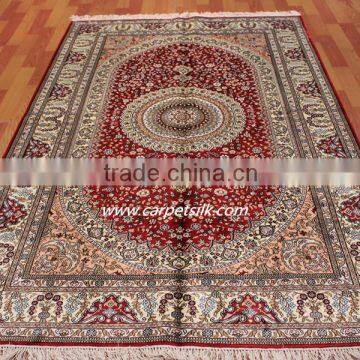 Silk Carpet 6x9ft Eemerald Color Pure Hand Made Persian Rugs Iranian Carpet