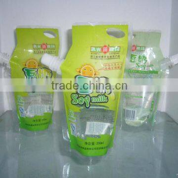 Colorful Three-side sealed Soybean Milk bags with die-out handle