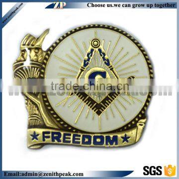 china cheap custom round die cast soft enamel metal masonic badge