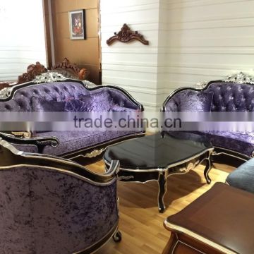 Factory price home/hotel living room sofas living room furniture, purple velvet sofa