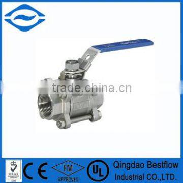 3pc stainless steel ball valves threaded ends 1000wog