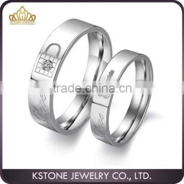 KSTONE Couple Rings Stainless Steel Love Key Lock Wedding Finger Bands Promise Ring