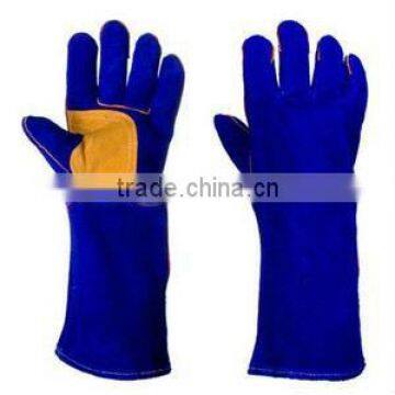 Reinforced palm Cow split welding glove sewn with Aramid thread