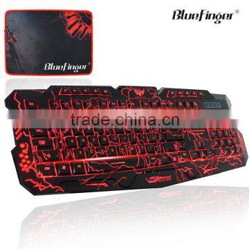 USB Wired Raised computer keyboard with cool crack backlit