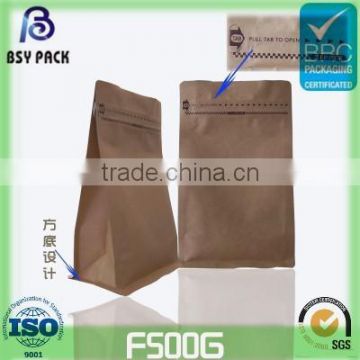 flat bottom kraft brown paper PE bag