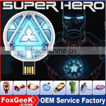 2016 HotSale Iron Man USB Flash Drive Pen Drive Crystal Diamond PenDrive 4GB 8GB 16GB 32GB 64GB Memory Stick/Thumb/Pendrives