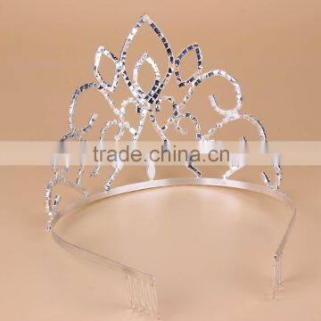 Fashion Metal Silver Plating Full Crystal Cheap Tall Pageant Crown Tiara photo-2