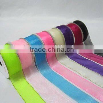 colorful charming organza ribbon,gold adged organza ribbons