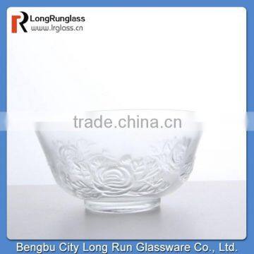 LongRun 4'' frosted carved rose pattern glass bowl manufacturer