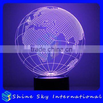 LED 7 Colors Flashing Night Light Globe Shaped Desk Light 1.5W Energy Saving 3D Night Light